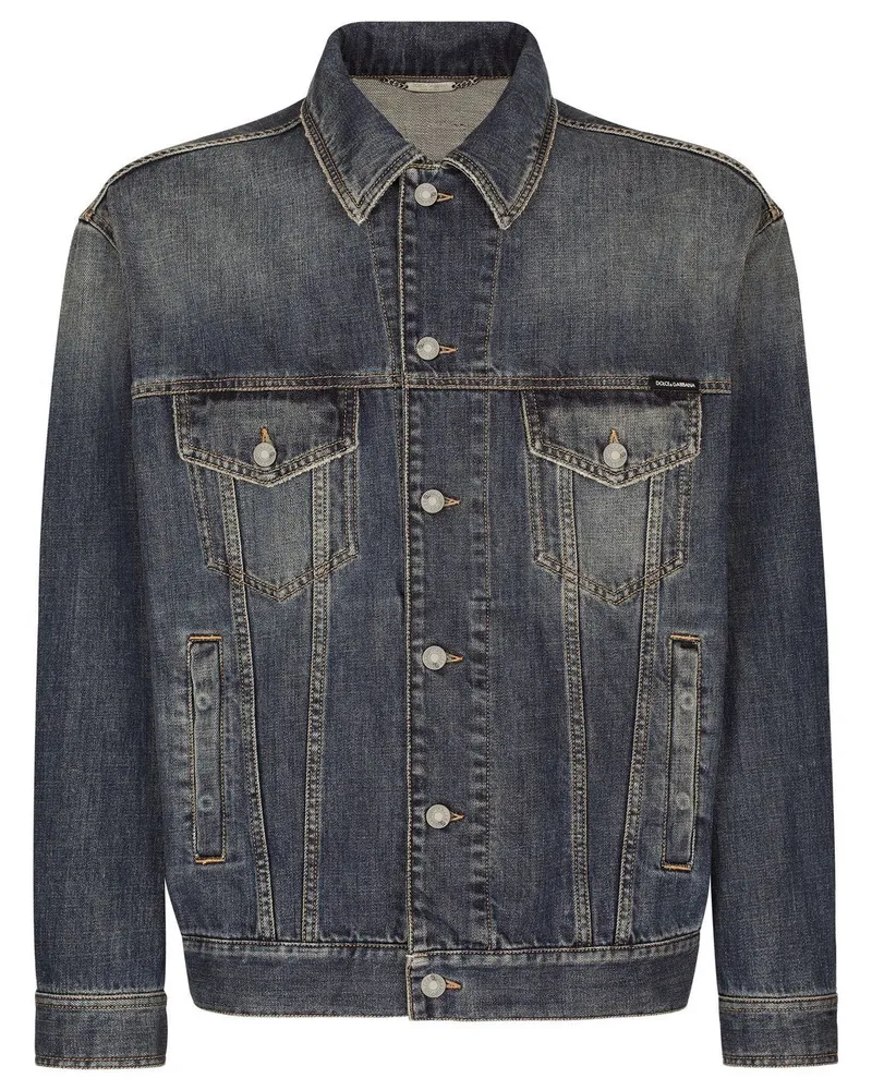 Dolce & Gabbana Jeansjacke im Distressed-Look - Blau Blau