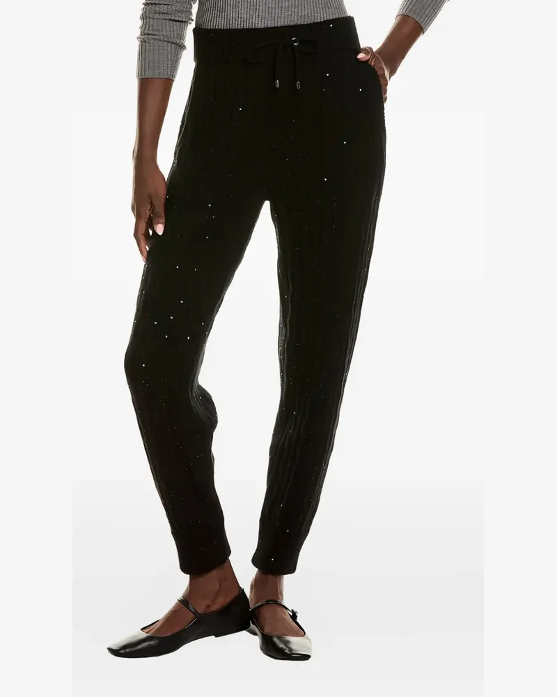 Brunello Cucinelli Paillettenhose mit Zopfmuster - Schwarz Schwarz