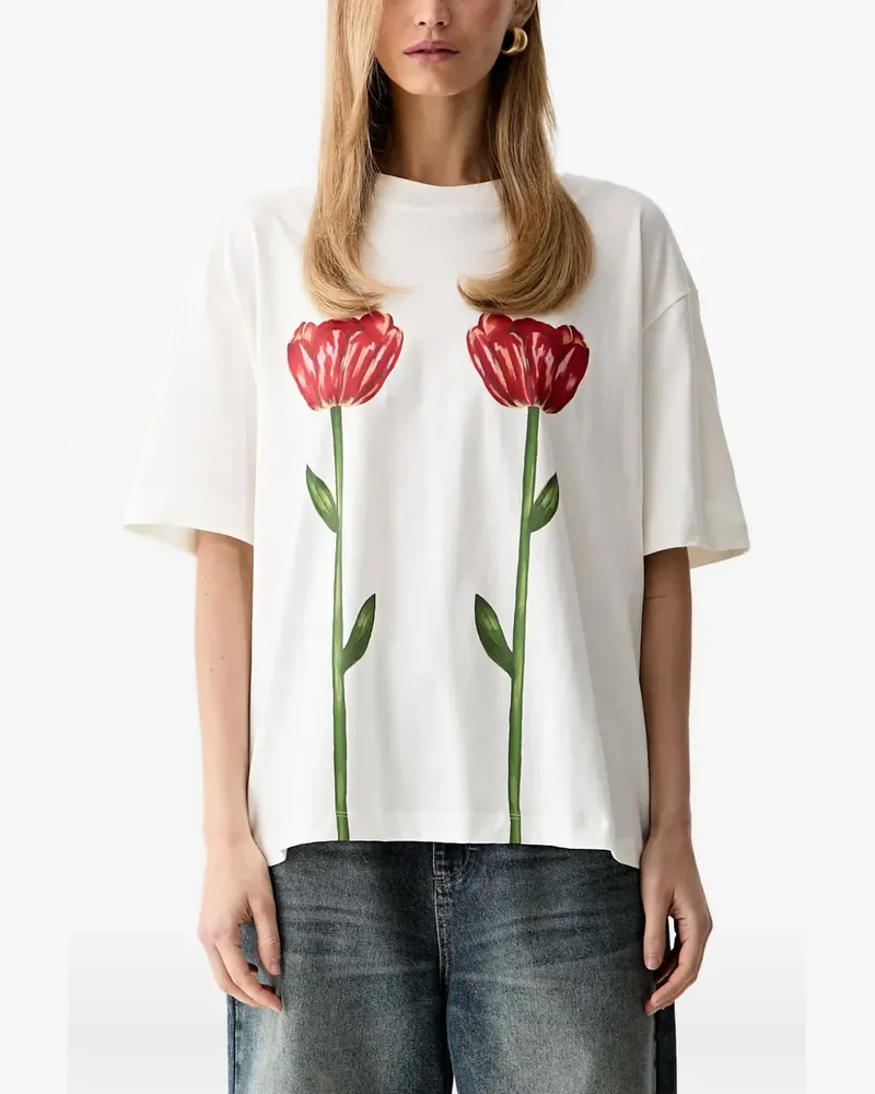 FARM Rio tullip-print T-shirt - Weiß Weiß