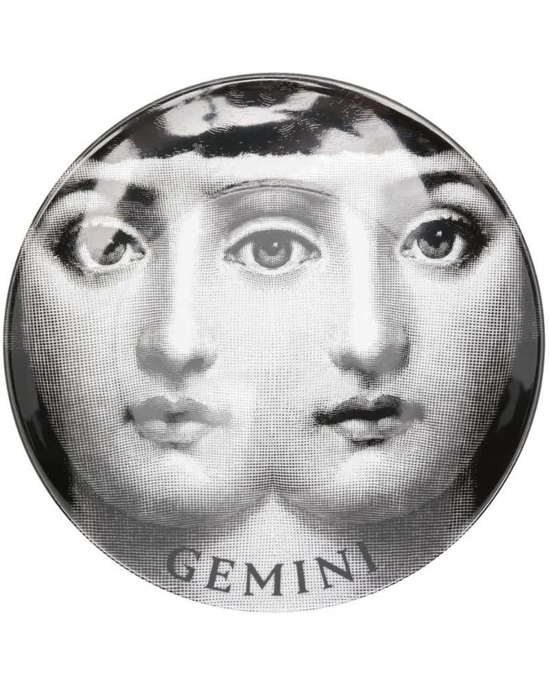 Fornasetti Tema e Variazioni n.350 Gemini Wandteller (26cm) - Schwarz Schwarz