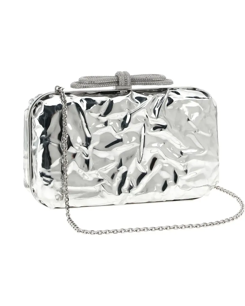 Mach & Mach Double Bow Wrapped Mirror Clutch - Silber Silber