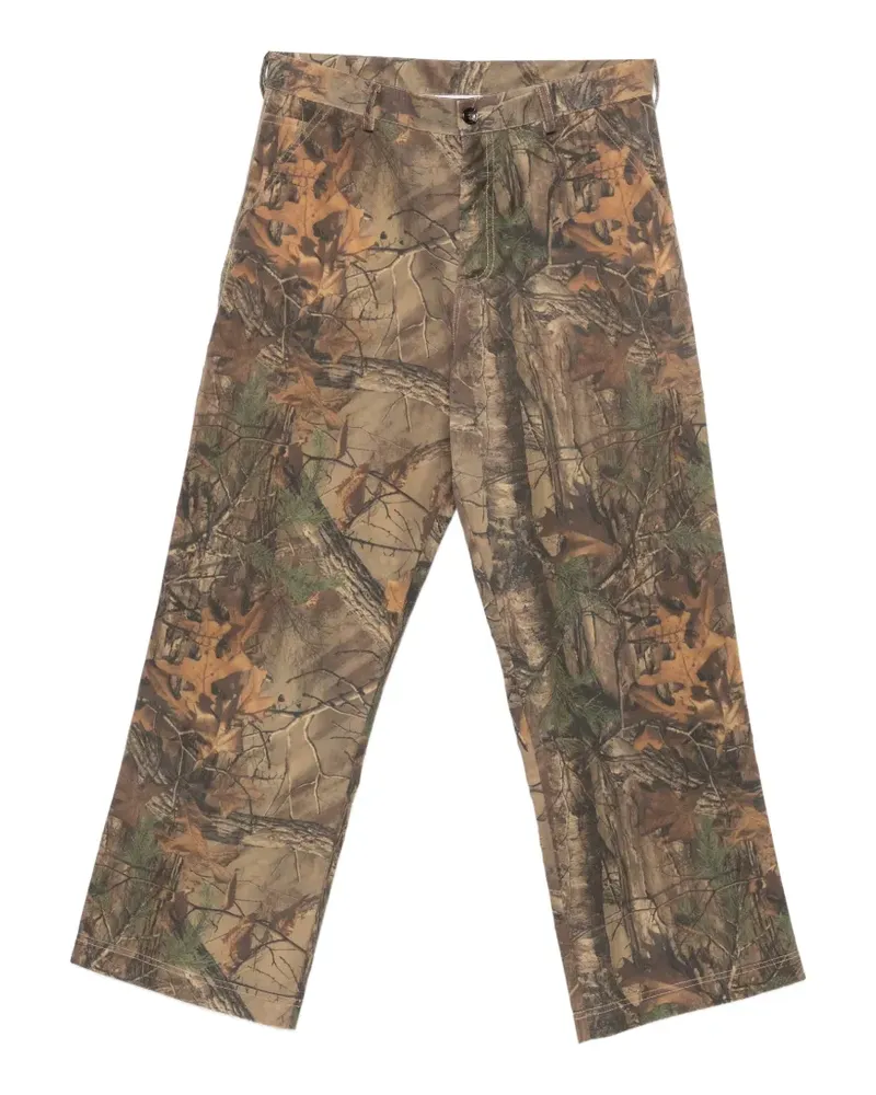 LC23 leaf-print trousers - Braun Braun