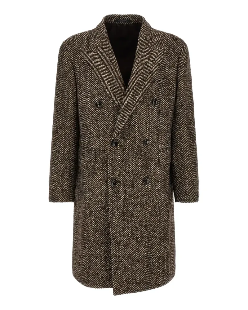 Tagliatore Londra herringbone double-breasted coat - Braun Braun