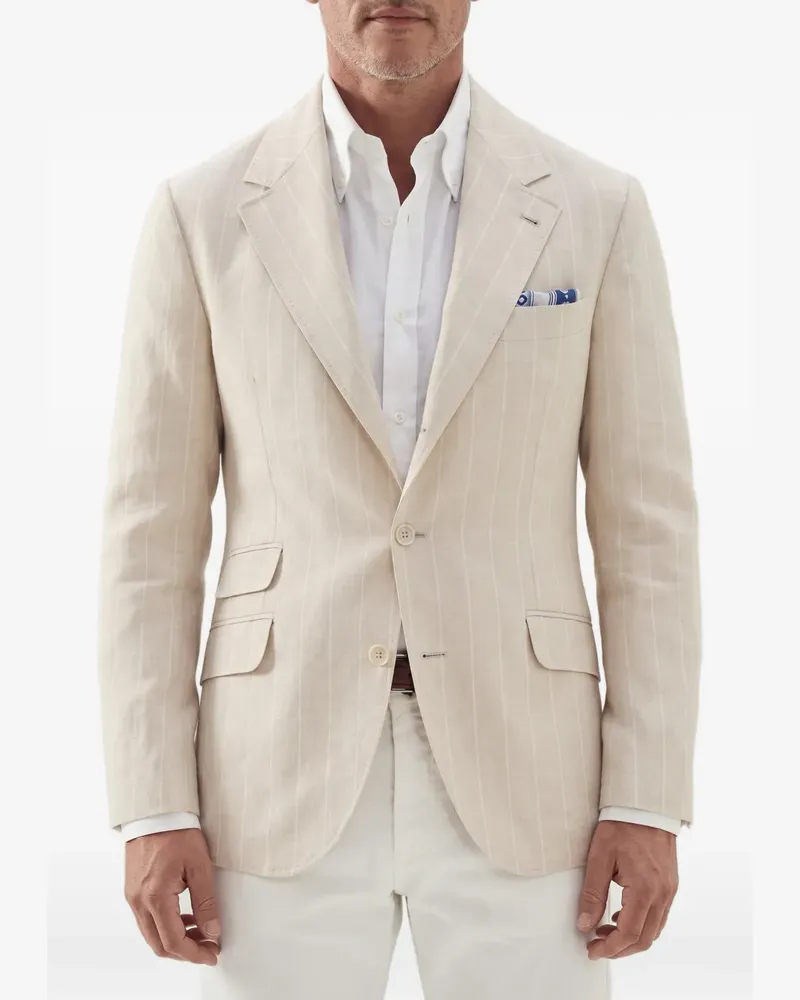Brunello Cucinelli pinstripe tailored blazer - Nude Nude