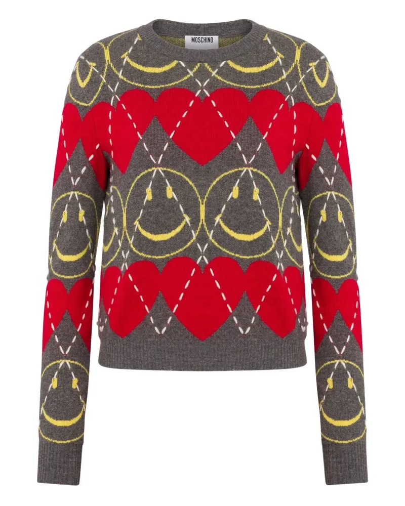 Moschino Pullover mit Smiley-Muster - Grau Grau