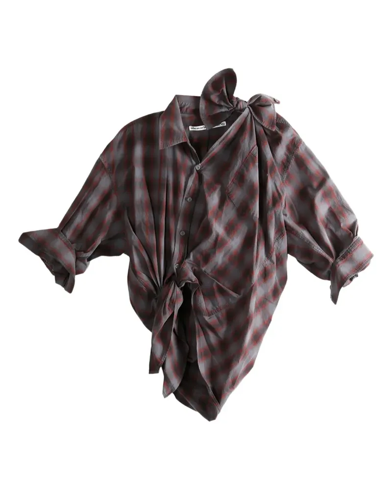 Alexander Wang plaid one-shoulder shirt - Grau Grau