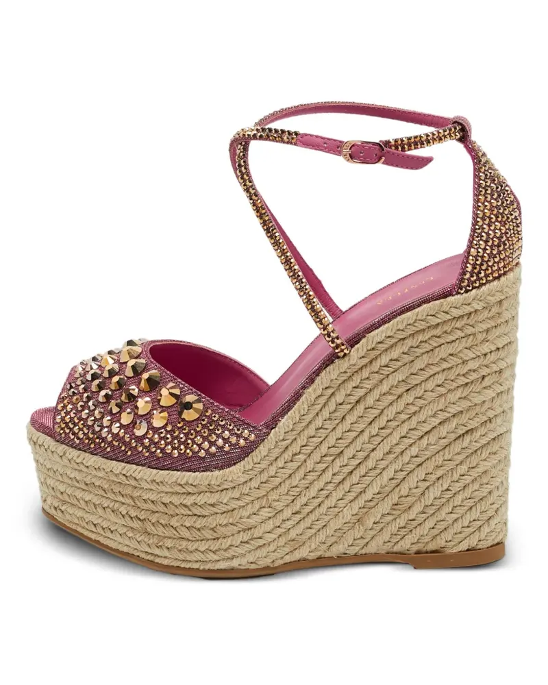 Le Silla Kristallverzierte Sandalen mit Wedge - Rosa Rosa