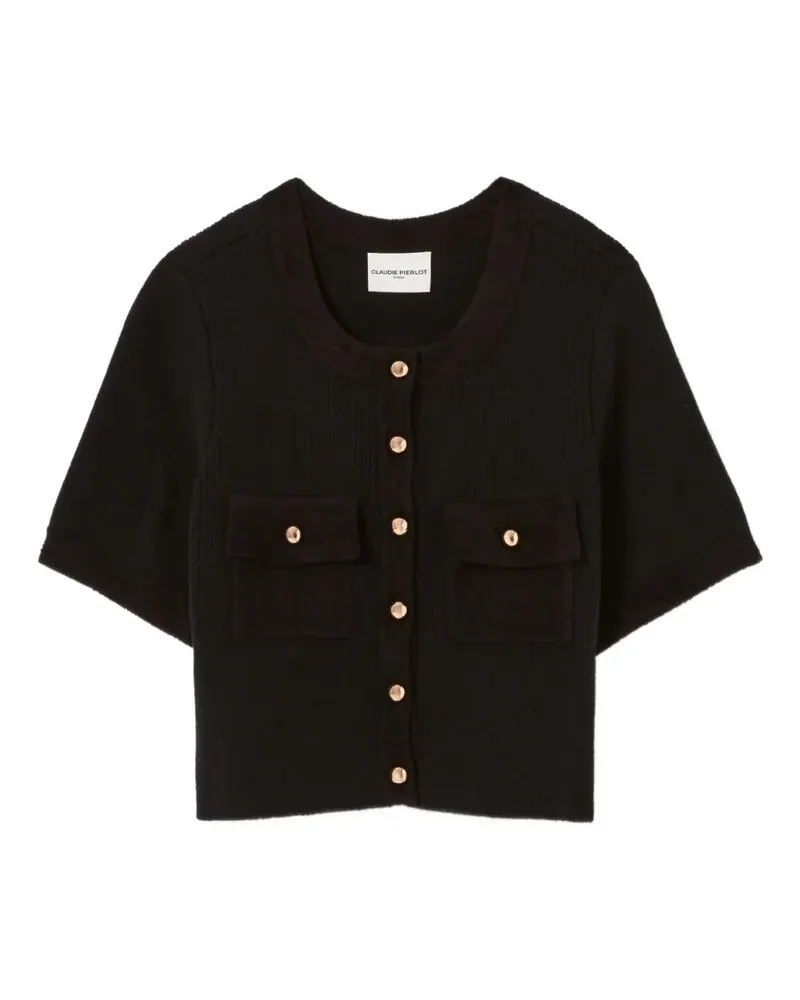 Claudie Pierlot Gerippter Cardigan mit Knöpfen - Schwarz Schwarz