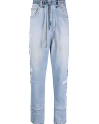 Greg Lauren Tapered-Jeans mit Kordelzug Blau