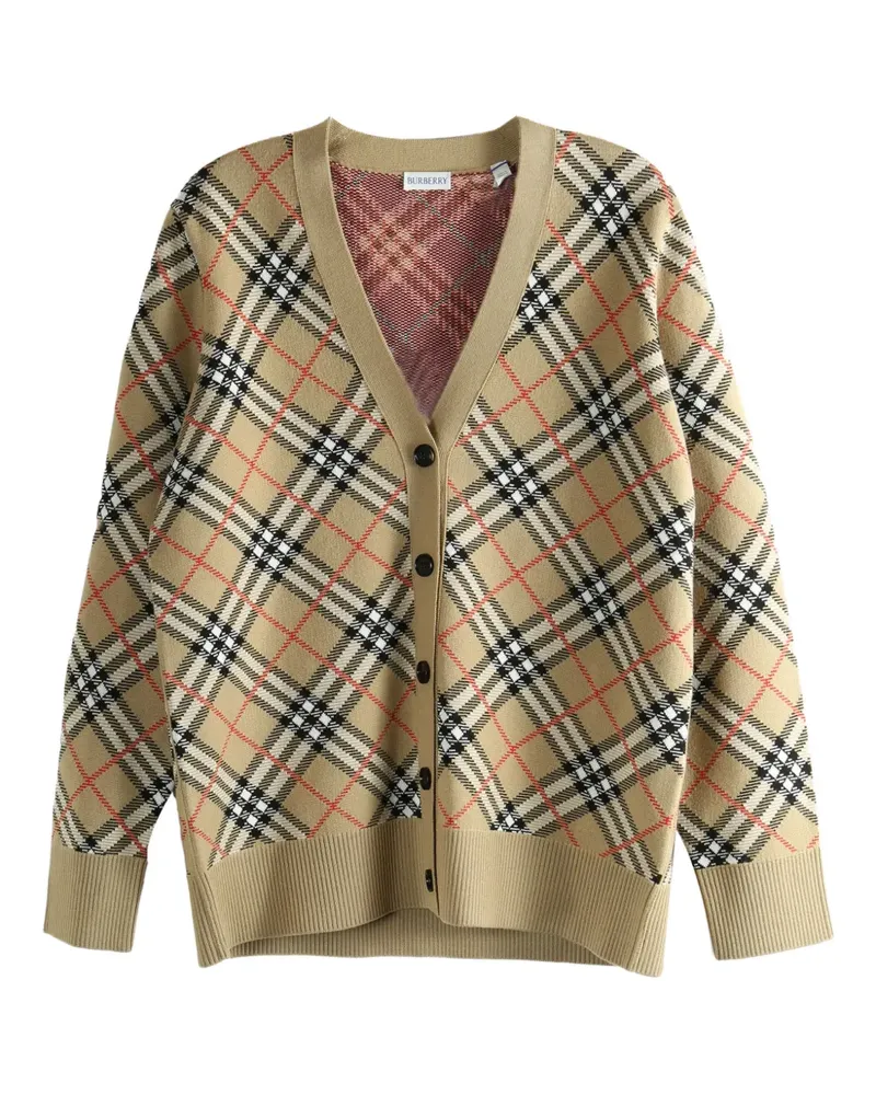 Burberry check-pattern cardigan - Nude Nude