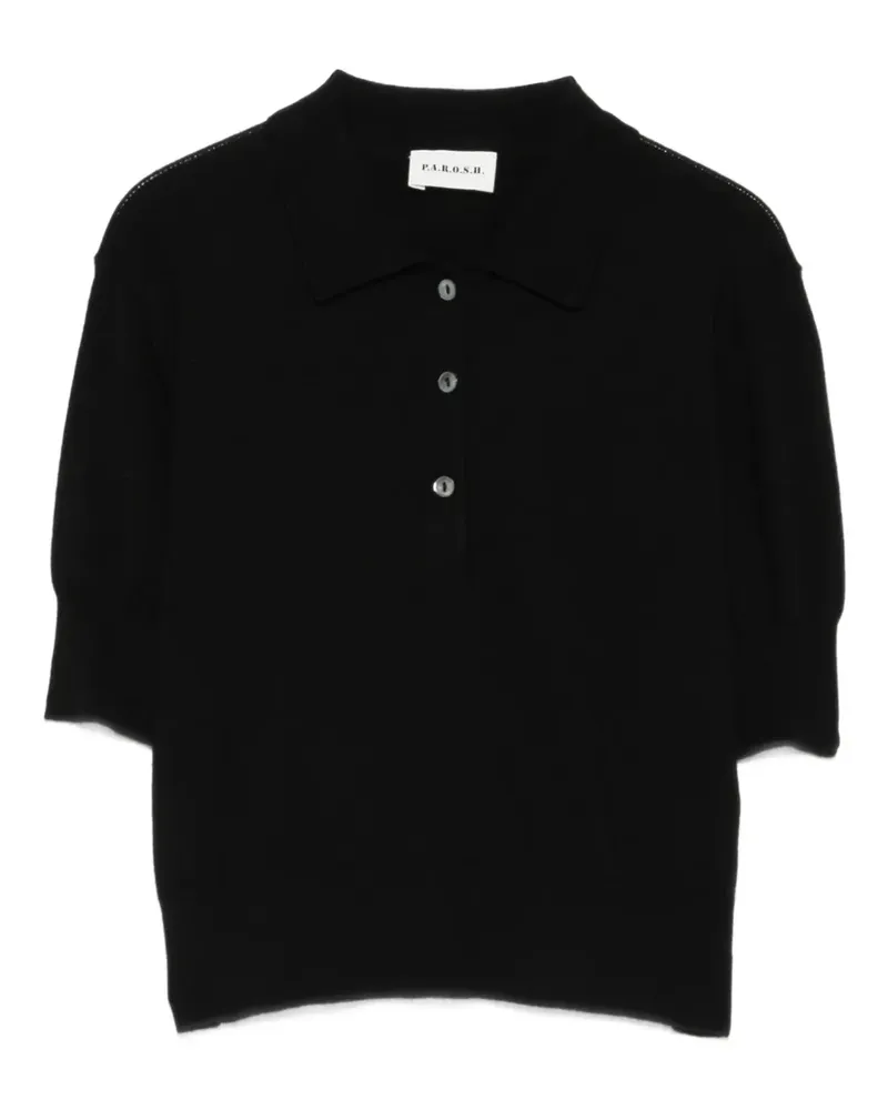 P.A.R.O.S.H. P.A.R.O H. Poloshirt mit Puffärmeln - Schwarz Schwarz