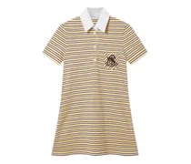 striped logo-patch dress - Gelb