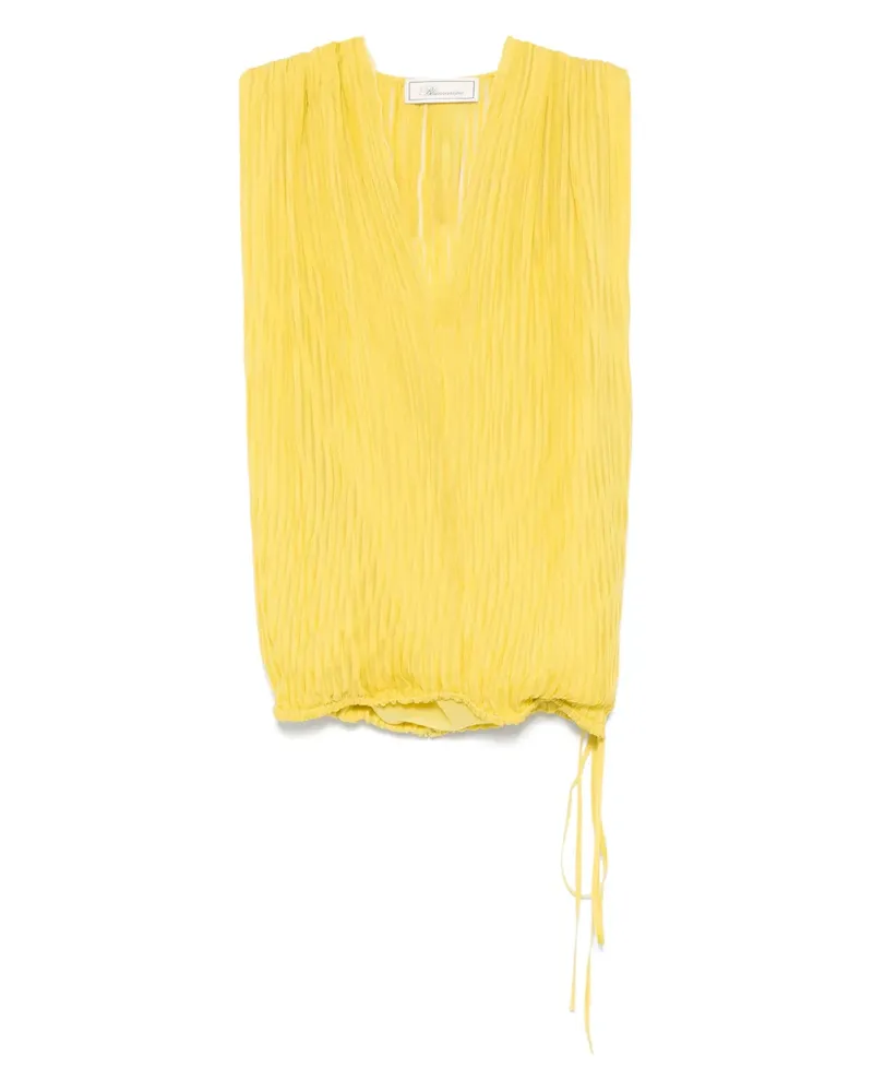 Blumarine Seidenoberteil mit Faltendetails - Gelb Gelb