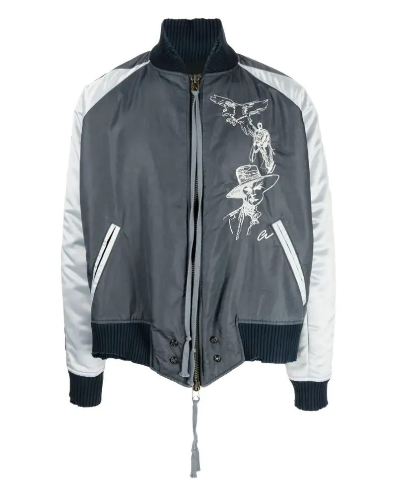 Greg Lauren Bestickte Bomberjacke - Grau Grau
