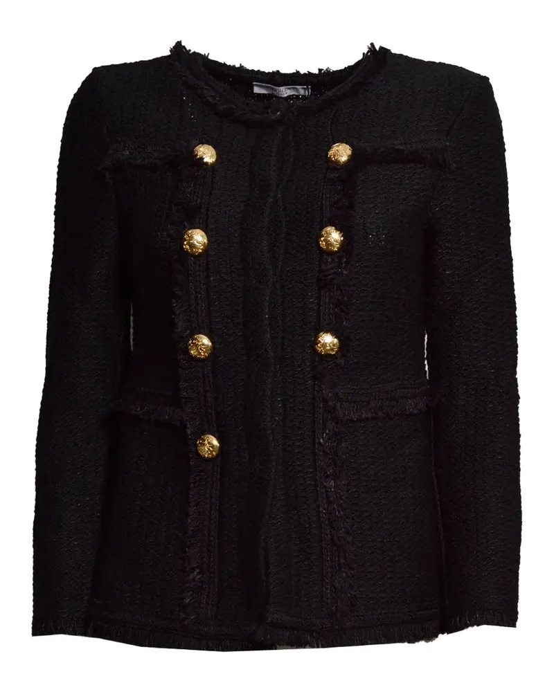 Charlott Doppelreihige Tropical Tweed-Jacke - Schwarz Schwarz