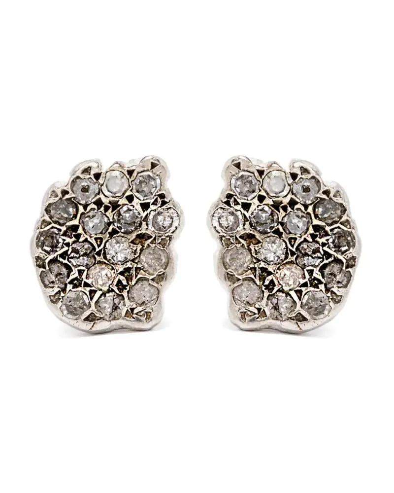 Rosa Maria Ohrstecker aus Sterlingsilber mit Diamanten Silber