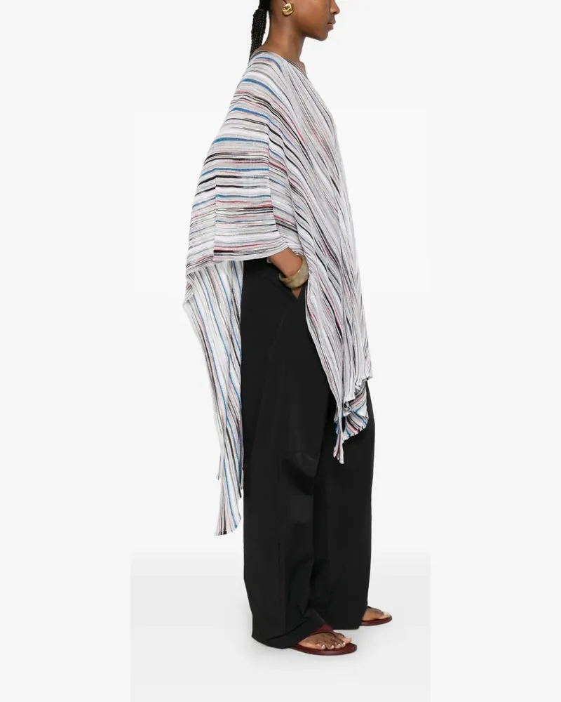 Missoni striped V-neck poncho - Weiß Weiß