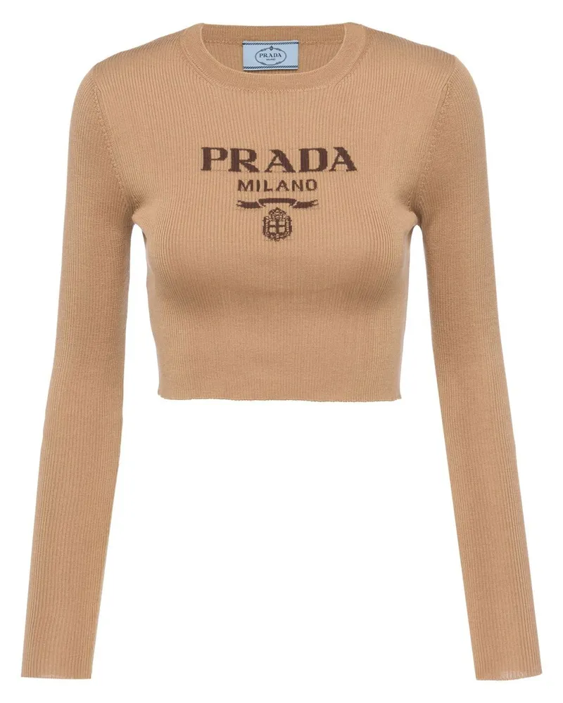 Prada Oberteil mit Intarsien-Logo - Braun Braun
