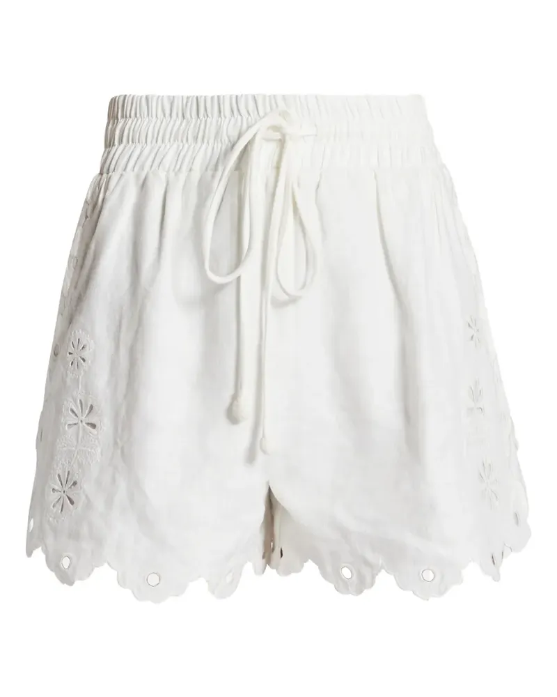 FARM Rio Shorts mit Wellensaum mit Ösenstickerei - Weiß Weiß