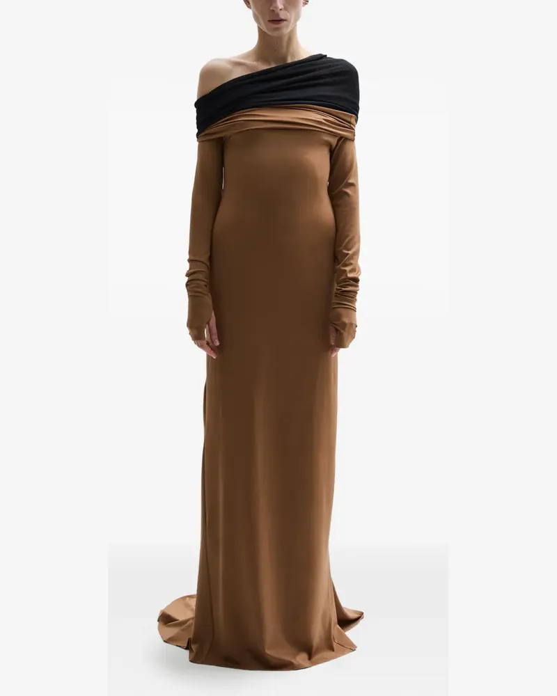 ATU Body Couture Crown long-sleeved draped Dress - Braun Braun