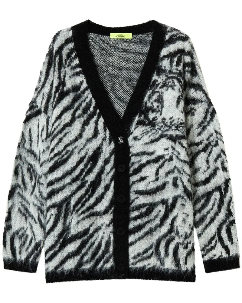 Twin-Set x MYFO Cardigan mit Animal-Print - Weiß Weiß