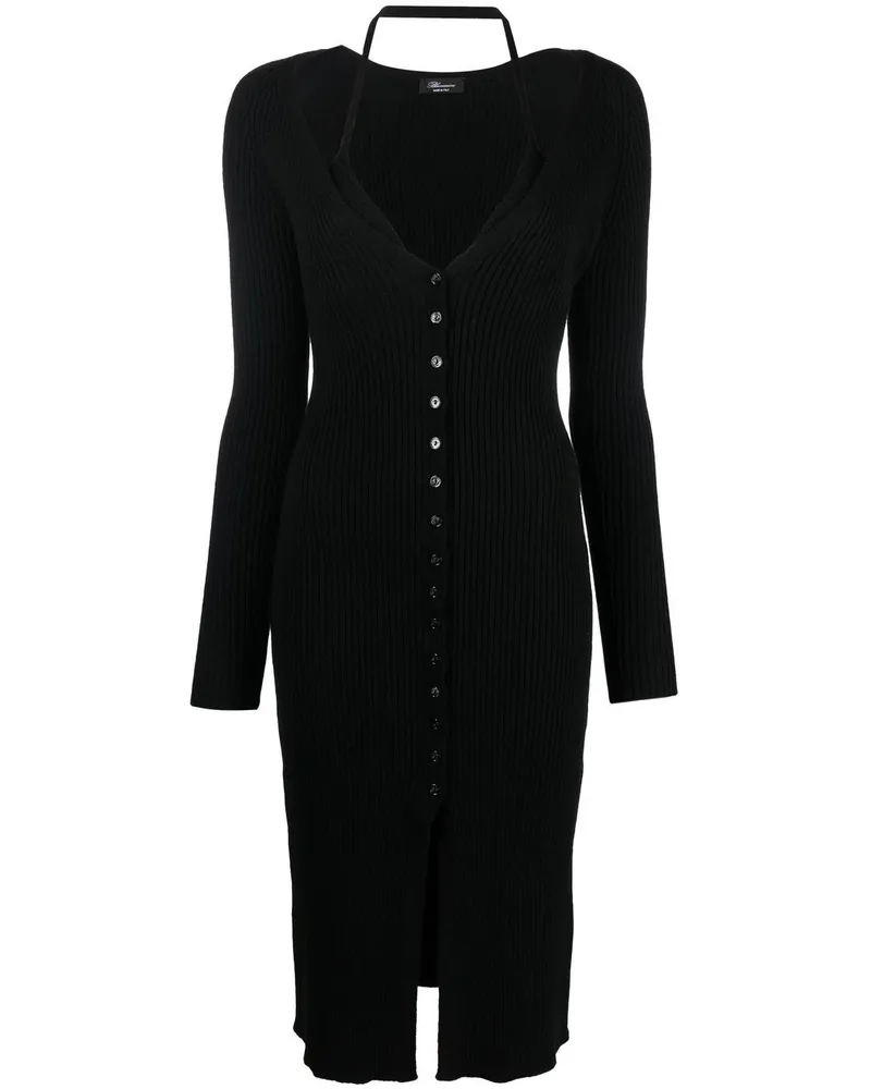 Blumarine Midikleid mit V-Ausschnitt - Schwarz Schwarz