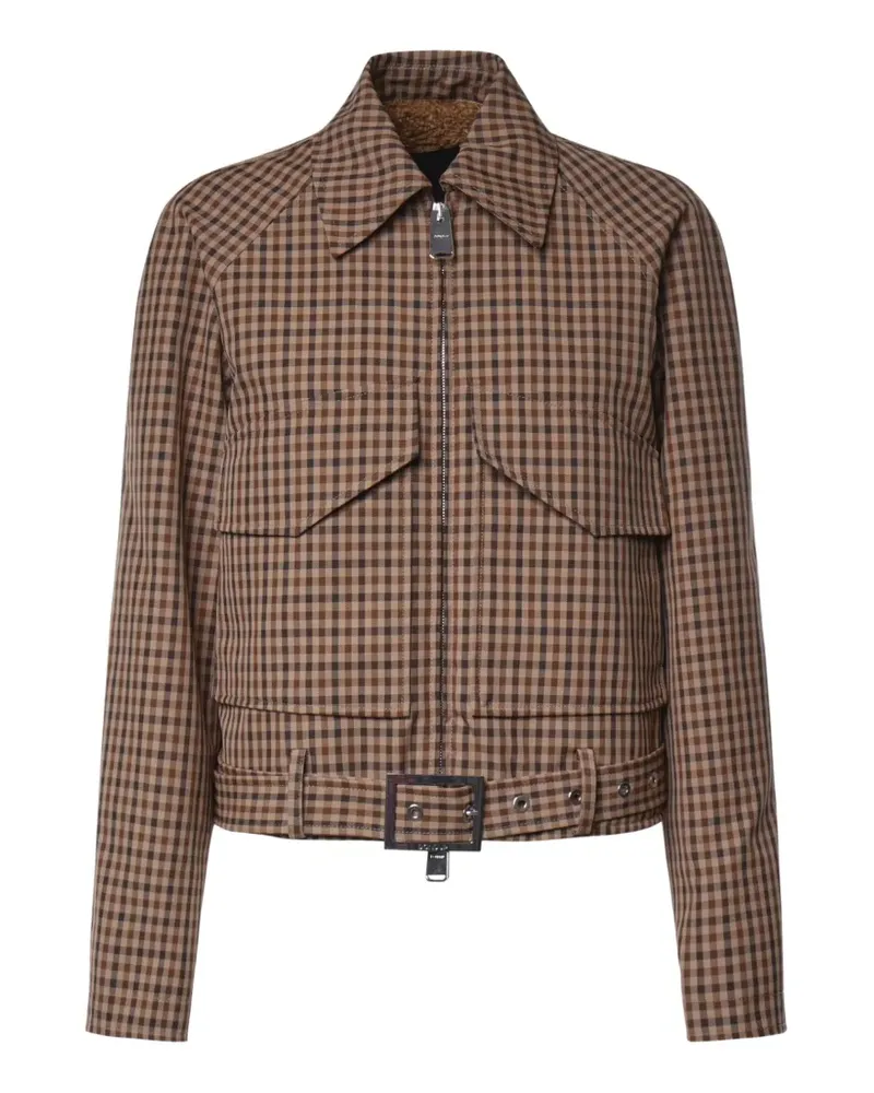 Dondup gingham-check belted jacket - Braun Braun