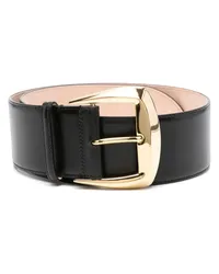 Alexander McQueen Geometric Buckle Ledergürtel Schwarz