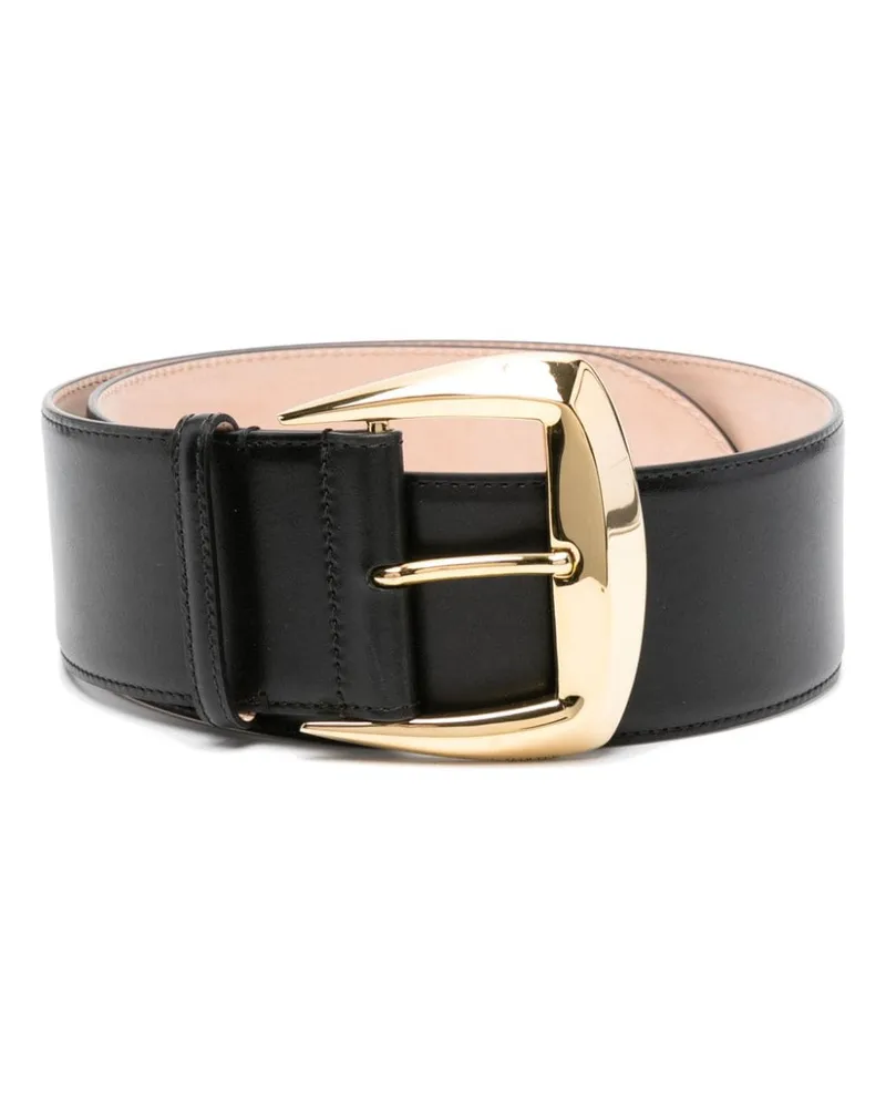 Alexander McQueen Geometric Buckle Ledergürtel - Schwarz Schwarz