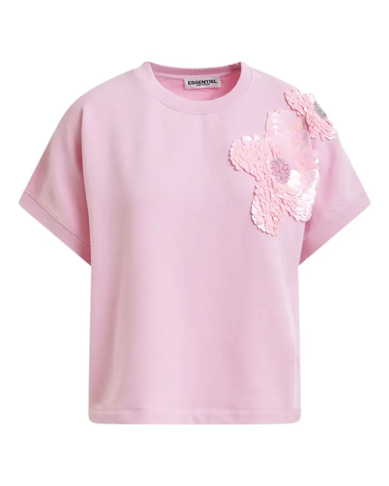 Essentiel T-Shirt mit Pailletten - Rosa Rosa