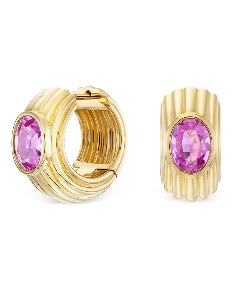 Sorellina Huggies Ohrringe mit pinkem Saphir - Gold Gold