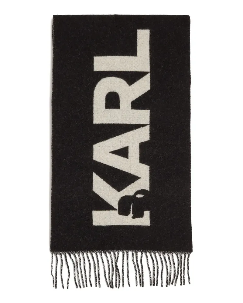 Karl Lagerfeld Gewebter K/Essential Jacquard-Schal - Schwarz Schwarz