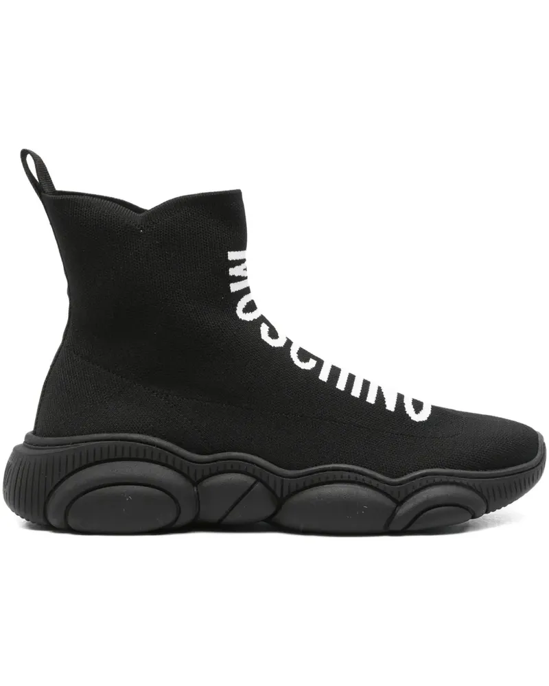 Moschino Sock-Sneakers mit Intarsien-Logo - Schwarz Schwarz