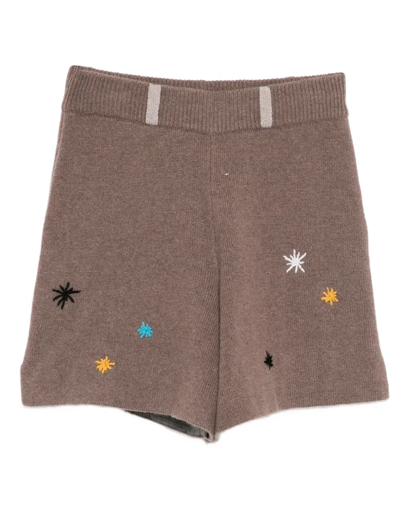 YANYAN KNITS star-embroidered shorts - Braun Braun