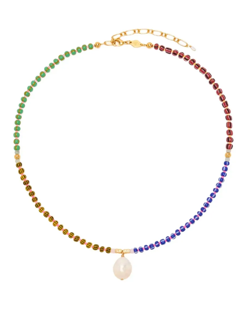 Anni Lu Magic Moments striped beaded necklace - Gold Gold