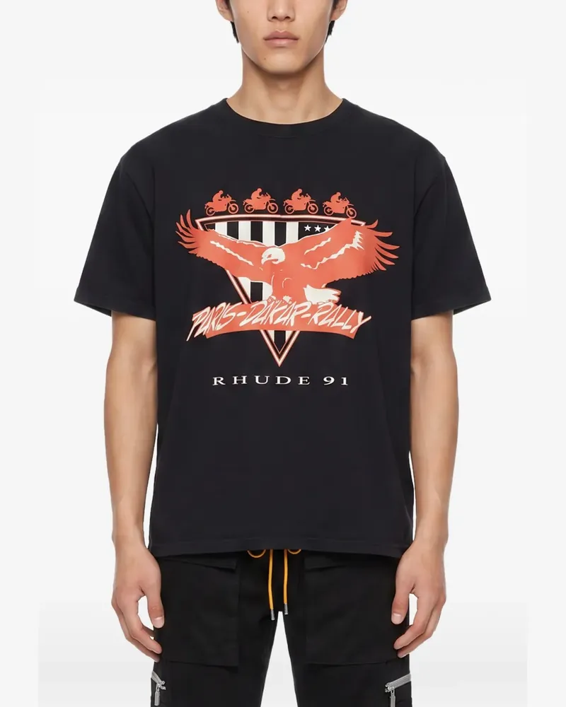 RHUDE T-Shirt mit grafischem Print - Schwarz Schwarz