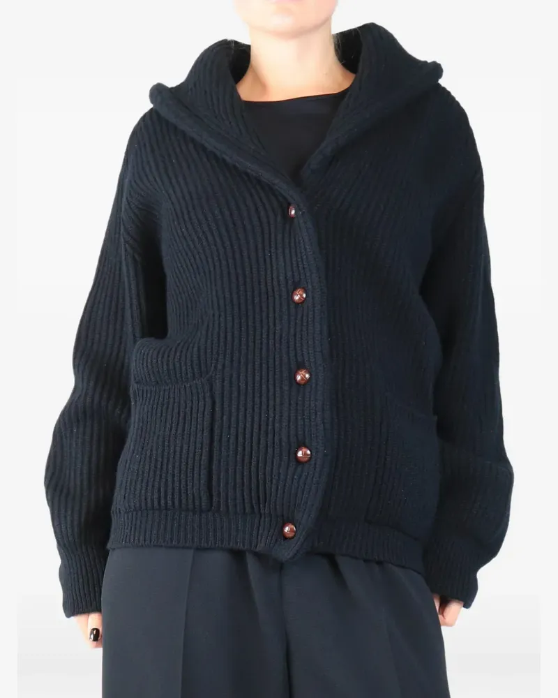 Crime ribbed shawl-collar cardigan - Blau Blau