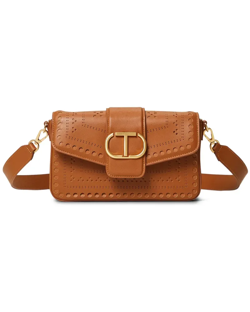 Twin-Set Oval T Schultertasche - Braun Braun