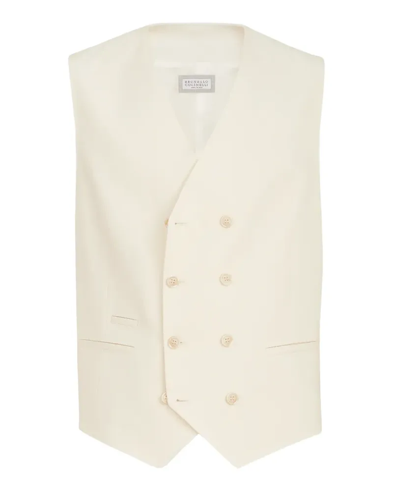Brunello Cucinelli Eineinhalbreihige Chevron Weste aus Schurwolle und Baumwolle - Nude Nude