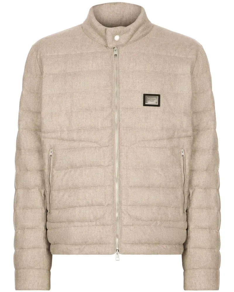 Dolce & Gabbana Gesteppte Jacke mit Logo-Schild Nude