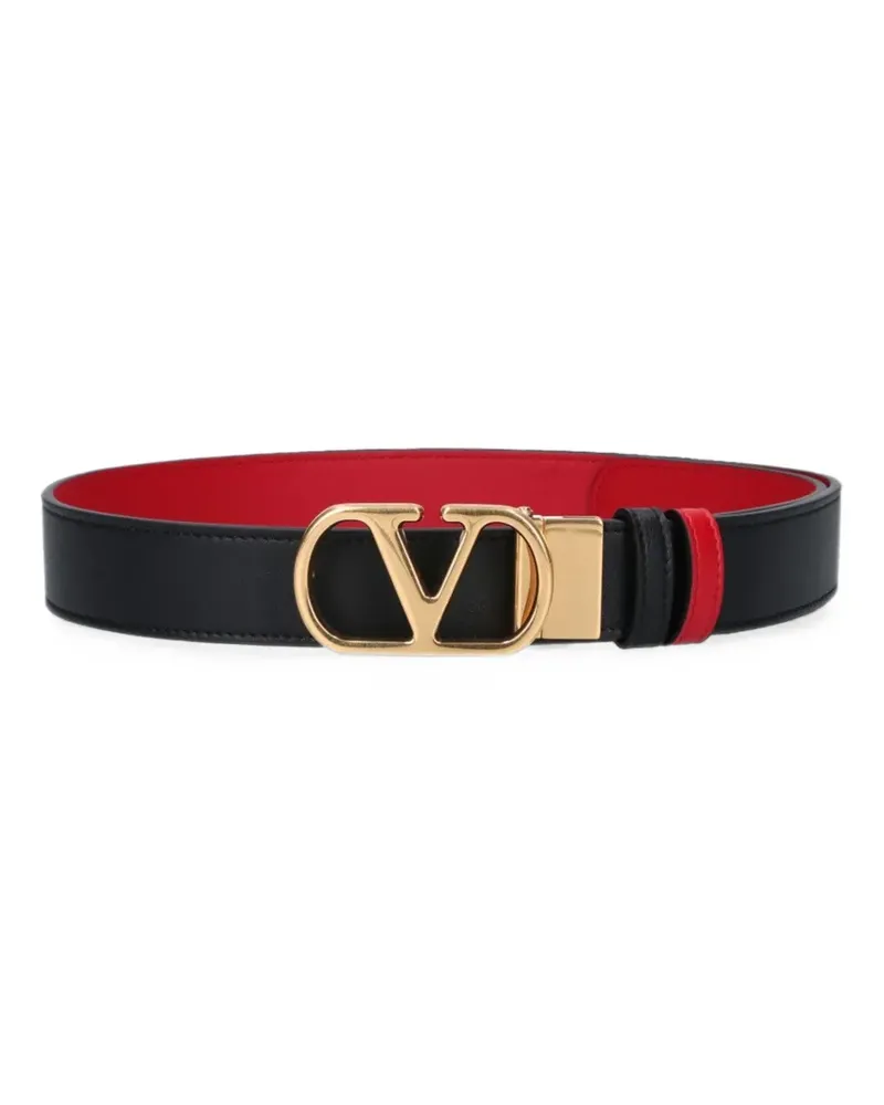 Valentino Garavani Wendbarer VLogo Signature Gürtel aus glänzendem Kalbsleder - 30mm/1,2Zoll - Schwarz Schwarz