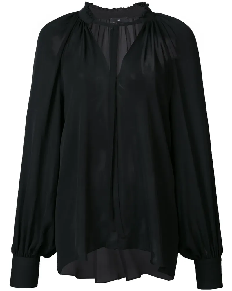 VOZ Bishop' Seidenbluse - Schwarz Schwarz