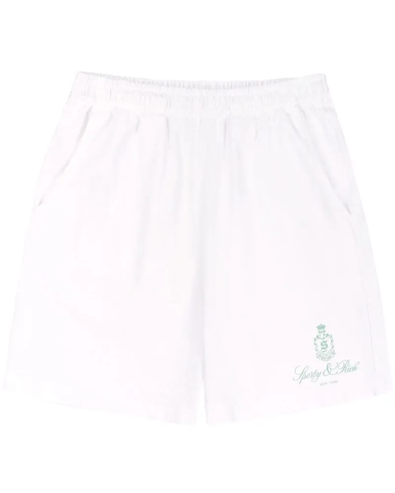 SPORTY & RICH Vendome Shorts mit Logo-Print Weiß