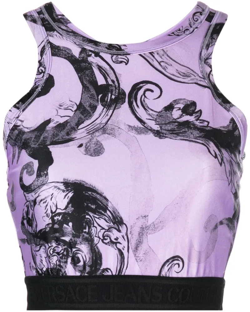 Versace Jeans Cropped-Top mit Barock-Print - Violett Violett