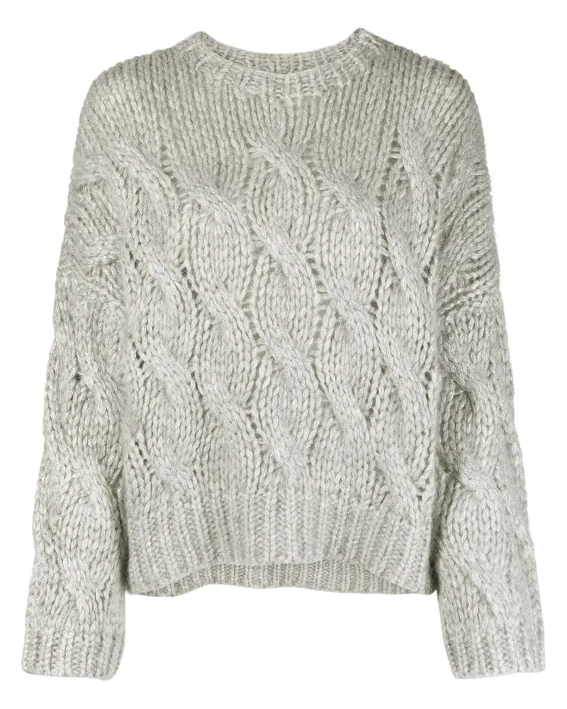 Brunello Cucinelli Pullover mit Zopfmuster - Grau Grau