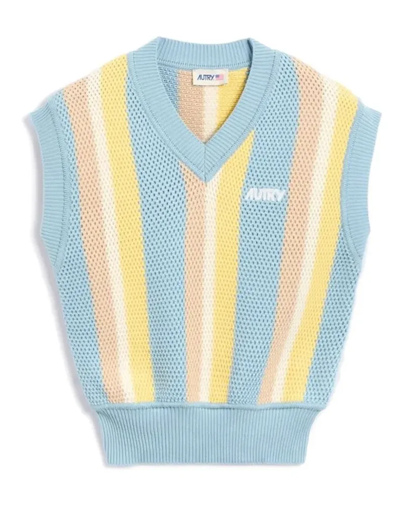AUTRY striped-pattern knitted vest - Blau Blau