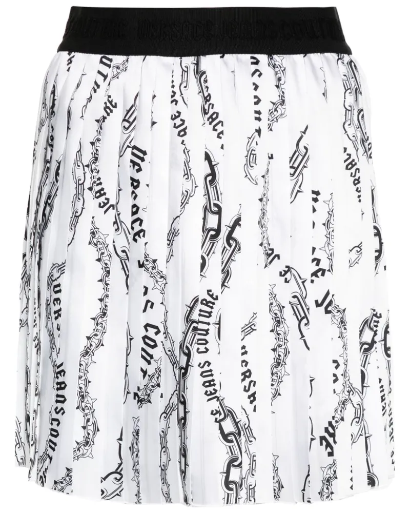 Versace Jeans Faltenrock mit Ketten-Print - Weiß Weiß