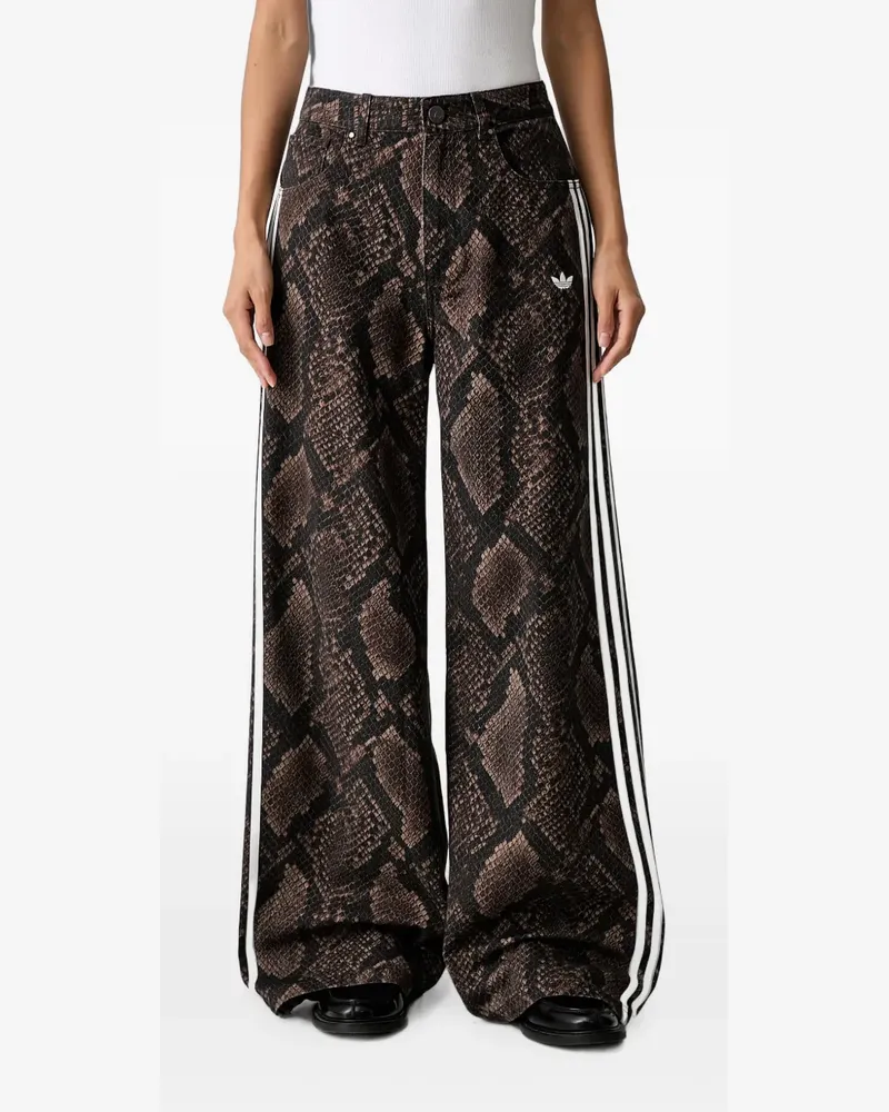 adidas snake-print denim loose pants - Braun Braun