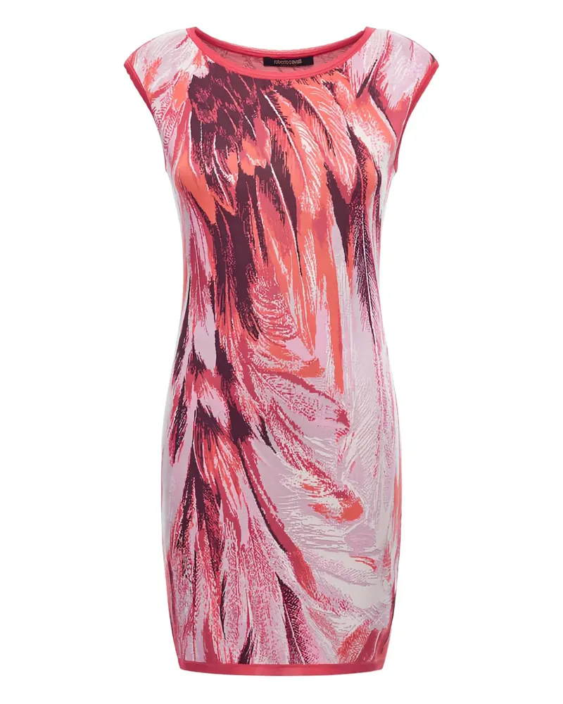 Roberto Cavalli Minikleid mit Feder-Print - Rosa Rosa