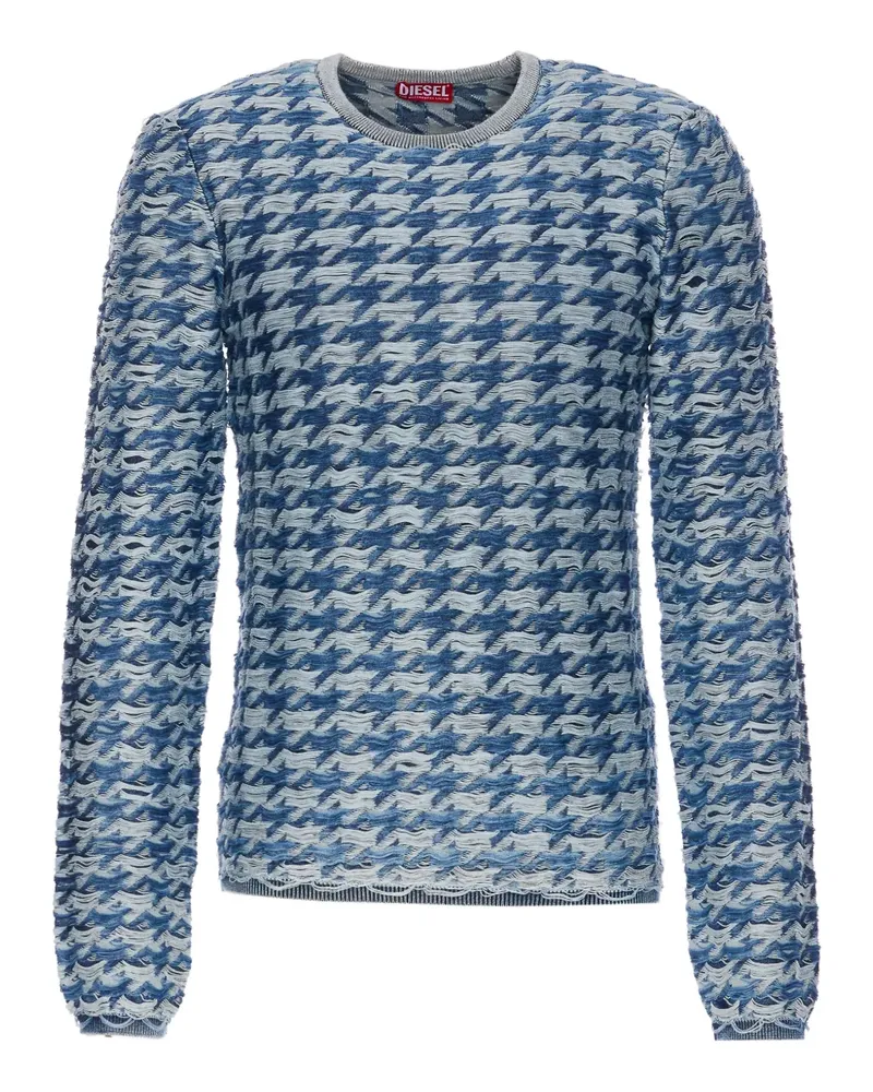Diesel Pullover mit Hahnentrittmuster - Blau Blau